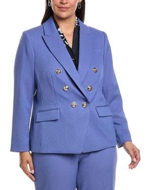 Tahari Plus Twill Blazer - Blue