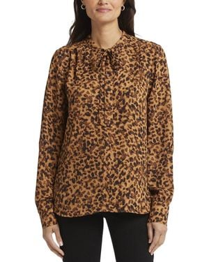 NYDJ Tie Neck Blouse - Brown