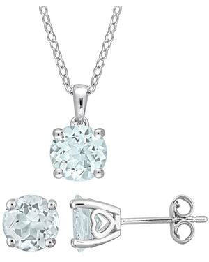 Rina Limor Silver 3.45 Ct. Tw. Aquamarine Solitaire Jewellery Set - White