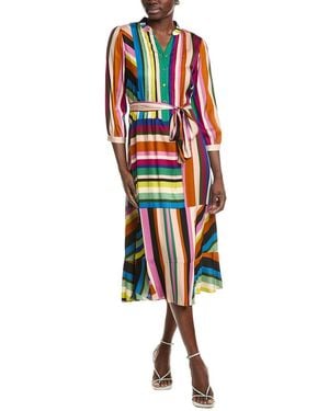 Tahari The Mila Silk-Blend Shirtdress - Red