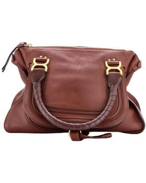 Chloé Leather Marcie Shoulder Bag Medium (Authentic Pre-Loved) - Brown