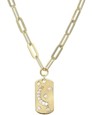 Rachel Reinhardt Jewelry 14k Over Silver Cz Paperclip Chain Necklace - Metallic