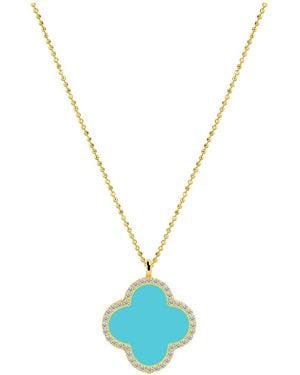 Gabi Rielle 14k Over Silver Turquiose Cz Pendant Necklace - Blue