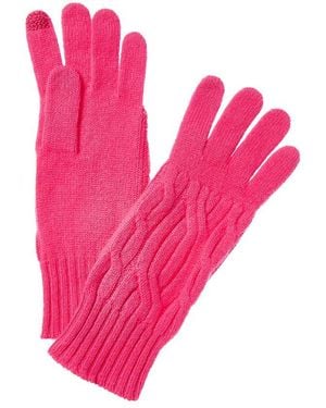 Hannah Rose Wide Cable Cashmere Gloves - Pink