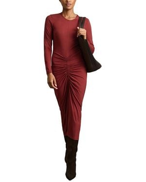 Reiss Ginny Plain Ruched Jersey Dress - Red