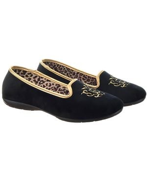 Menina Step Royal Leather Slipper - Black