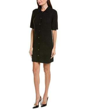 Ellen Tracy Button Front Polo Jumper Dress - Black
