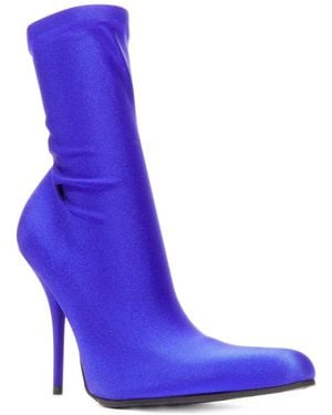 Balenciaga Denma Shiny Leather Sock Bootie - Blue