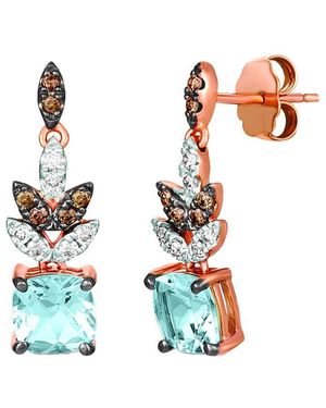 Le Vian Sea Aquamarine 14K Rose 1.81 Ct. Tw. Diamond & Aquamarine Dangle Earrings - White