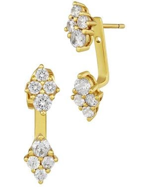 Savvy Cie 18K Plated Cz Jacket Earrings - Metallic