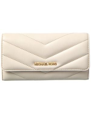 Michael Kors Jet Set Large Quilted Trifold Wallet - Natural