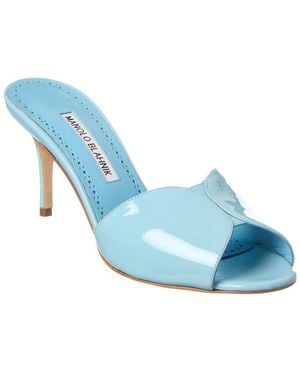 Manolo Blahnik Houramu 70 Patent Sandal - Blue