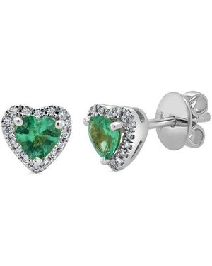 Sabrina Designs 14k 0.89 Ct. Tw. Diamond & Emerald Heart Studs - Green