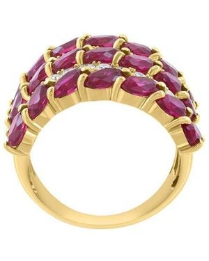 Effy Fine Jewelry Over 6.75 Ct. Tw. Lab-Grown Diamond & Lab-Grown Lab Ruby Ring - Pink