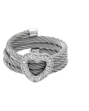 Diamond Select Cuts Stainless Steel 0.05 Ct. Tw. Diamond Ring - Grey