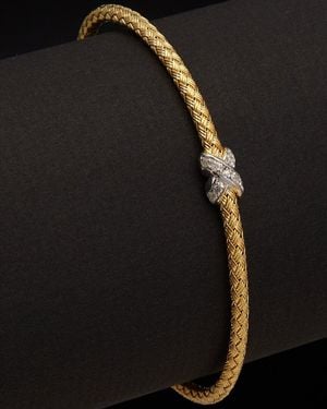 Meshmerise 18k Over Silver 0.10 Ct. Tw. Diamond Bangle Bracelet - Black