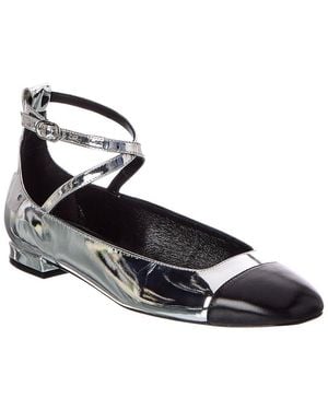 Stuart Weitzman Eden Strap Leather Flat - Metallic