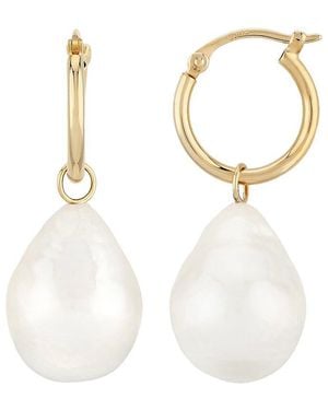 Jane Basch 14k 12mm Pearl Drop Earrings - White