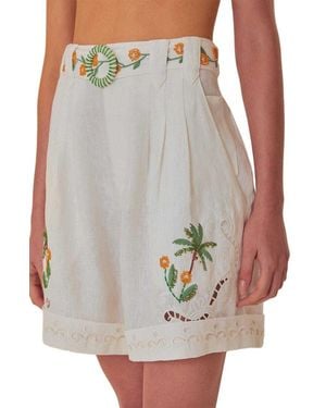 FARM Rio Linen Off- Coconut Tree Embroidered Richel - Multicolor