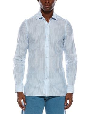 Isaia Milano Linen-Blend Shirt - Blue