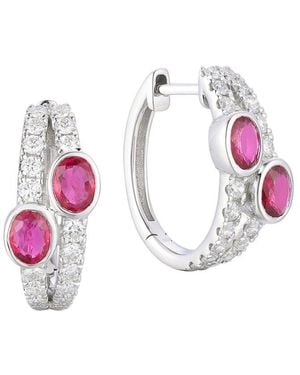 Gregg Ruth 14K 1.66 Ct. Tw. Diamond & Ruby Huggie Earring - Pink