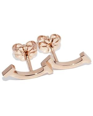 Tiffany & Co. 18k Rose Gold T Smile Earrings (authentic Pre-loved) - White