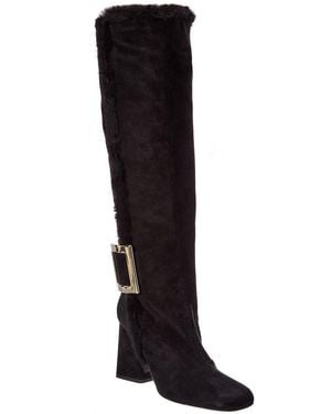 Roger Vivier Suede Knee-High Boot - Black