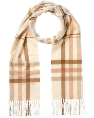 Amicale Cashmere Check Cashmere Scarf - Natural