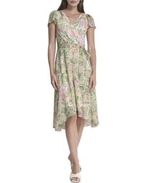 DKNY Faux Wrap Midi Dress - Green