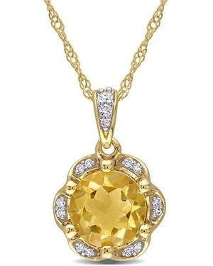 Diamond Select Cuts 14k 1.31 Ct. Tw. Diamond Citrine Necklace - Metallic