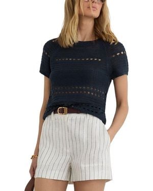 Reiss Chloe Linen Textured Knit Top - Blue