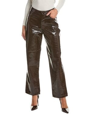 Current/Elliott Faux Leather Animal Embossed Straight Pant - Brown