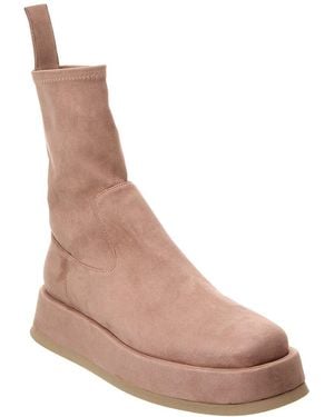 Gia Borghini Italian Suede Platform Ankle Boots - Brown