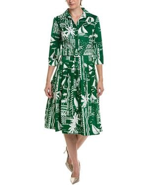 Samantha Sung Amber Cote D'Azure Midi Shirtdress - Green