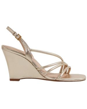 Reiss Anya Leather Strappy Wedge - Metallic