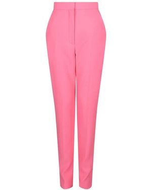 McQueen High-Waisted Wool Cigarette Pant - Pink