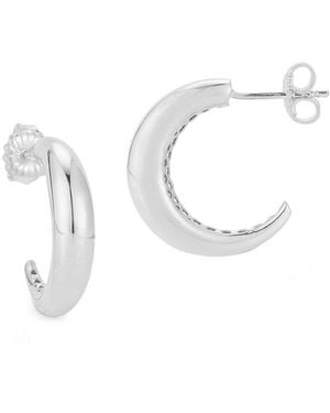 Chloe and Madison 14K Over Polished Dome Hoops - White