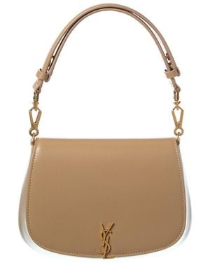 Saint Laurent Voltaire Top Handle Leather Satchel - Brown