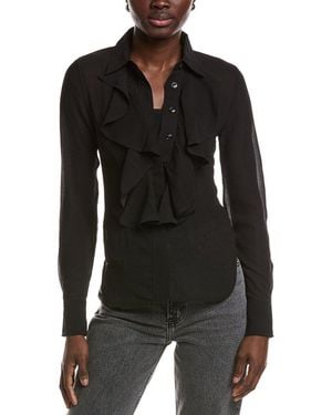 Ganni Chiffon Ruffle Shirt - Black