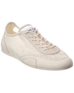 Jimmy Choo Sunny/F Lace & Leather Sneaker - White