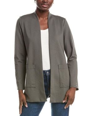 Eileen Fisher Petite High Collar Long Jacket - Grey