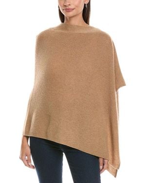 Forte Cashmere Rib Trim Cashmere Poncho - Natural