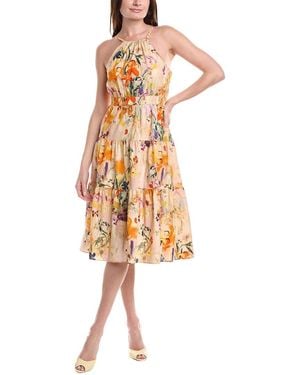 Laundry by Shelli Segal Beaded Halter Midi Dress - White