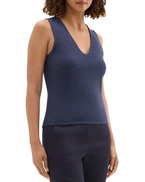 Theory V-Neck Boucle Tank Top - Blue