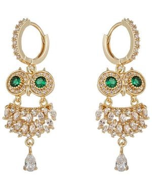 Eye Candy LA Eye Candy Los Angeles Luxe Collection Cz Owl Statement Earrings - Metallic