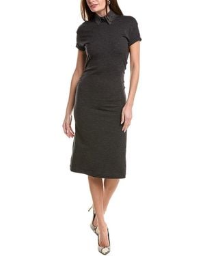 Brunello Cucinelli Wool & Silk-blend Midi Dress - Black