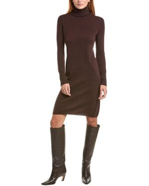 Sofiacashmere Classic Turtleneck 100% Cashmere Dress - Brown
