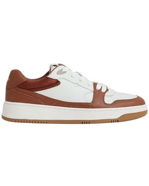 Reiss Astor Leather Panelled Trainer - Brown
