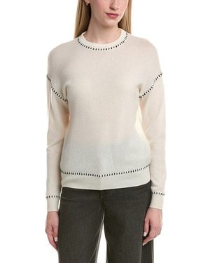 Bruno Magli Whipstitch Wool & Cashmere-Blend Jumper - White