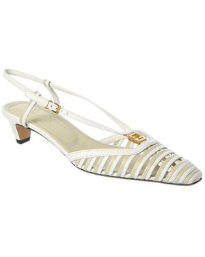 Fendi Ffold Leather Slingback Pump - Metallic
